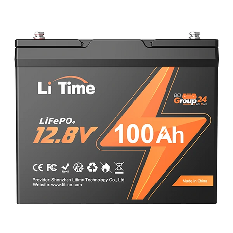 surface of litime 12v 100ah lifepo4 lithium group 24 battery