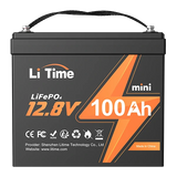 a front view of the Li Time 12V 100Ah mini LiFePO4 battery