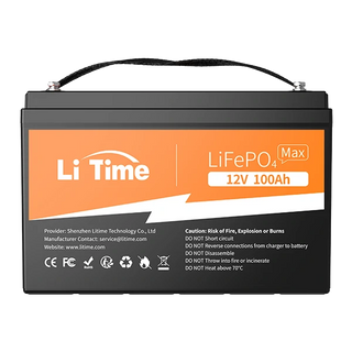 the front view of litime 12v 100ah max lifepo4 battery 