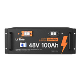 A Li Time 48V 100Ah "Solid Edition" LiFePO4 rack-mountable battery with a front-panel circuit breaker