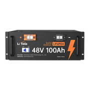 A Li Time 48V 100Ah "Solid Edition" LiFePO4 rack-mountable battery with a front-panel circuit breaker
