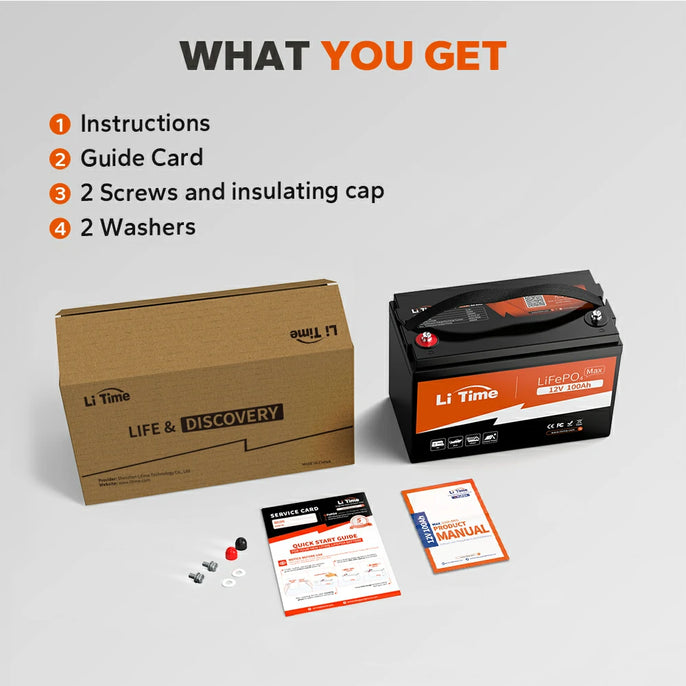 package information of litime 12 volt 100ah max lithium battery