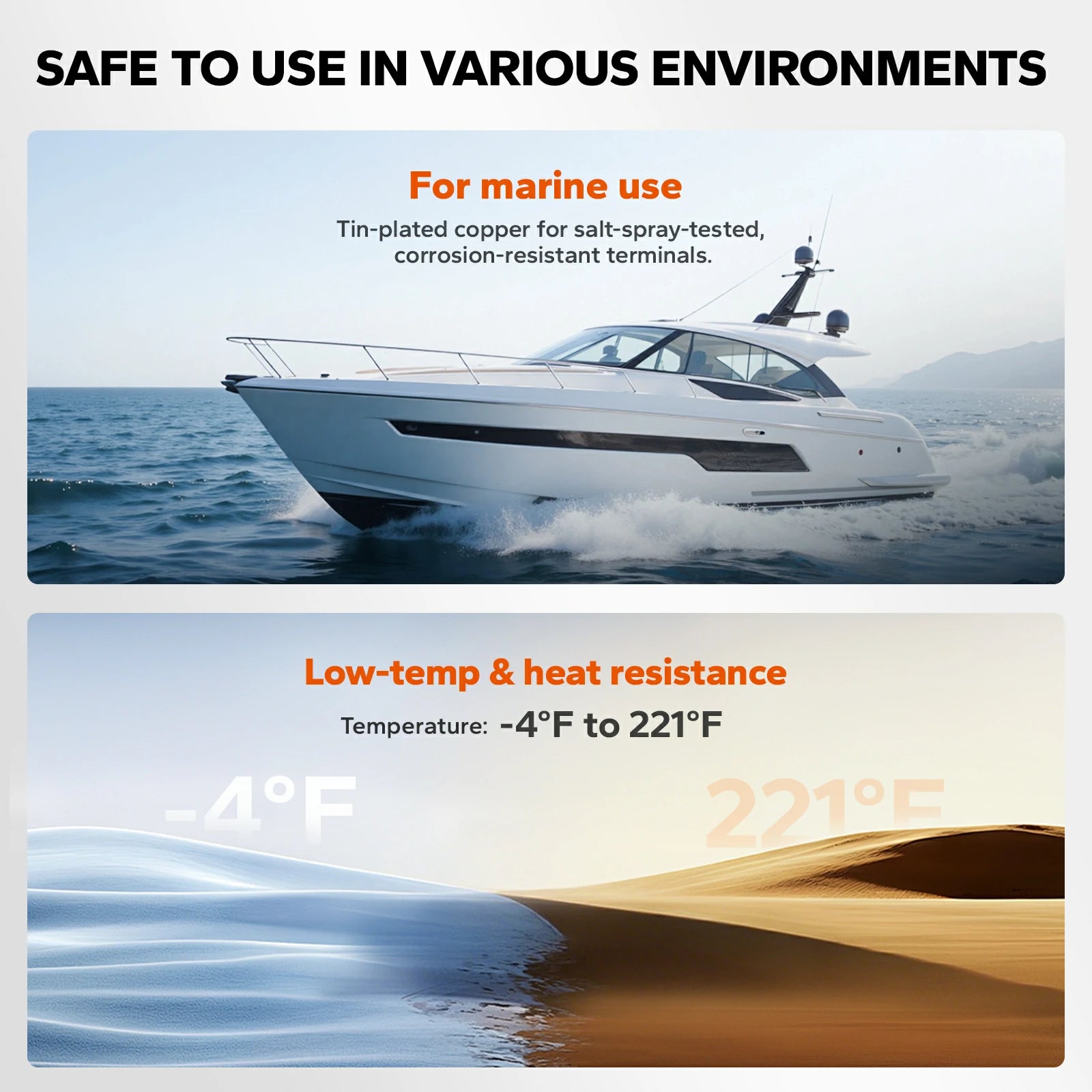 salt spray protection & temperature resistance of litime 4awg battery cable for any environment