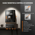 LiTime 100A MPPT solar charge controller features an adjustable LCD screen, keys, communication ports, and battery terminals for easy control