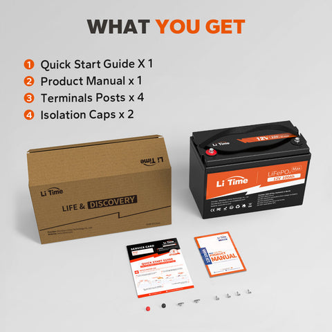 LiTime 12.8V 100Ah Max LiFePO4 Lithium Battery, Built-in 150A BMS, 1280Wh Energy, 1920W Load Power
