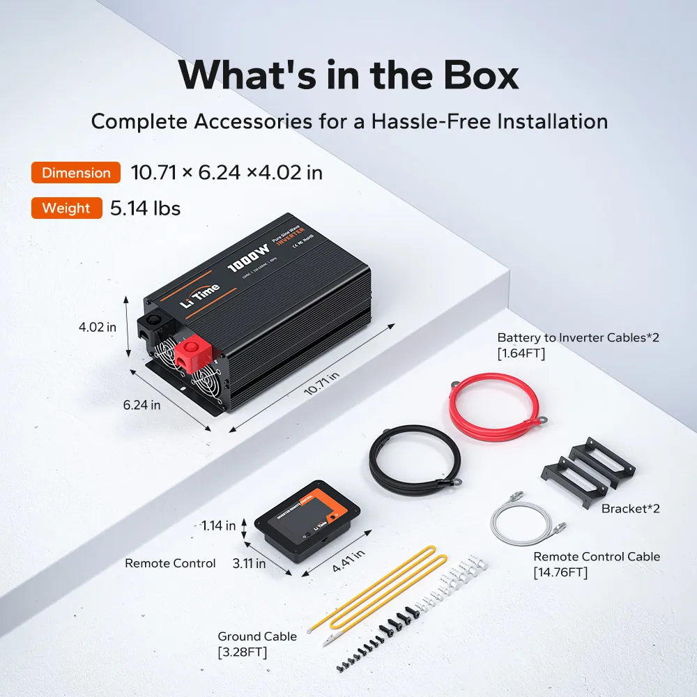 package information of litime new 1000 watt pure sine wave inverter