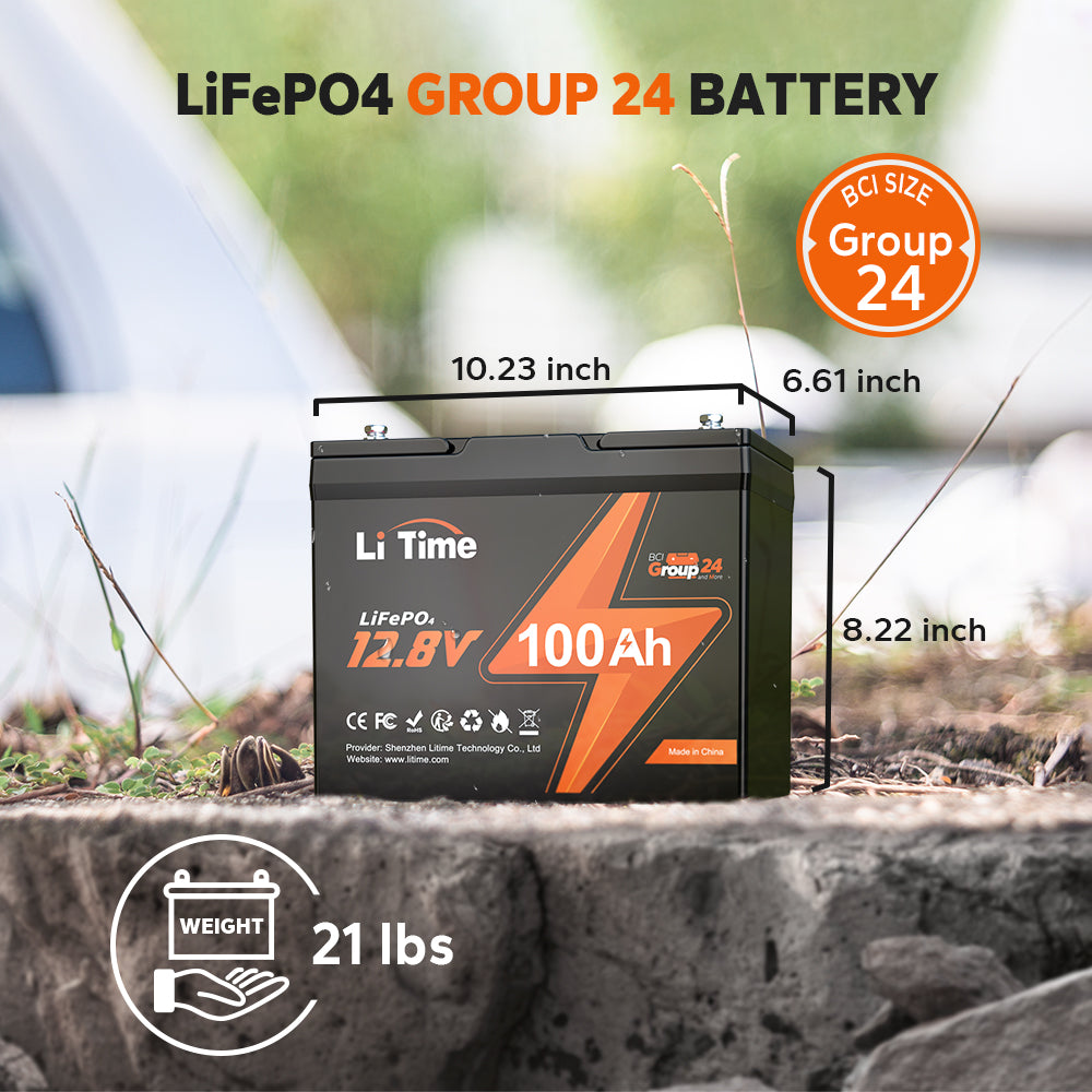 ✅Like New✅LiTime 12V 100Ah Group 24 LiFePO4 Lithium Battery, Built-In 100A BMS, 1280Wh Energy