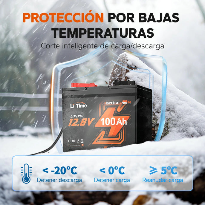 Protección contra baja temperatura en la batería Bluetooth LiTime Grupo 24