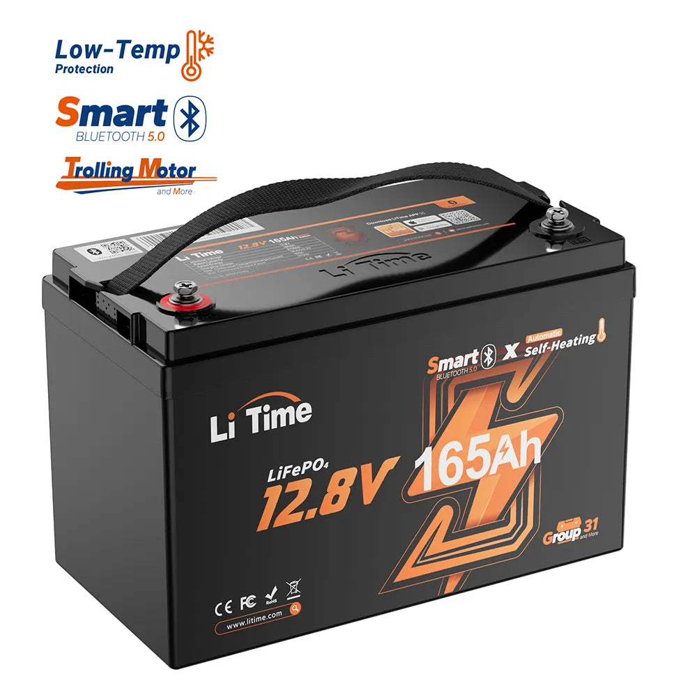 litime 12v 165ah Dual-Mode Self Heating Smart Lithium Battery