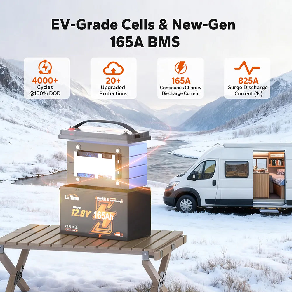 litime 12v165ah lithium battery designed  EV-Grade cells and new-gen 165A bms