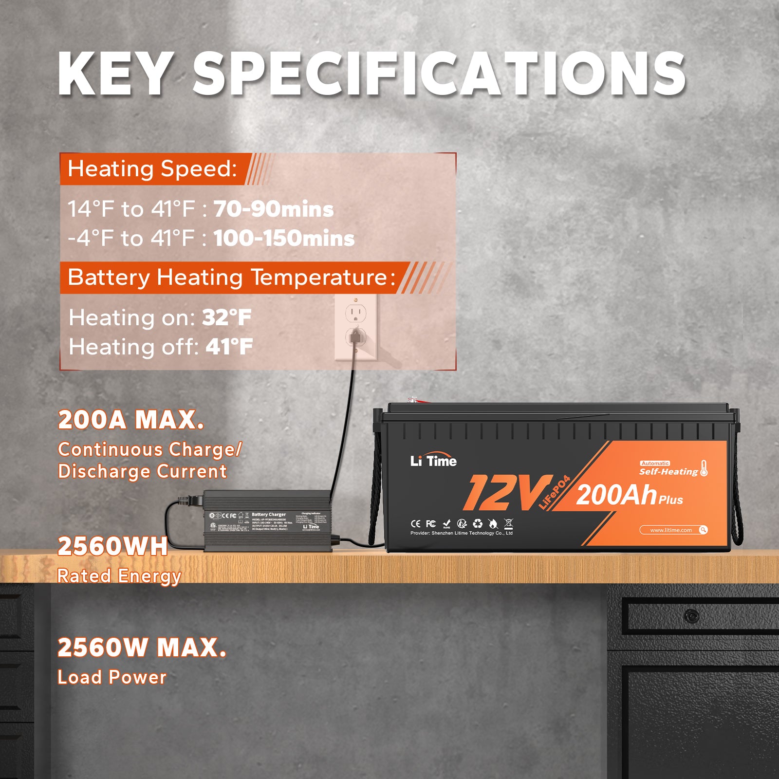 litime 12v 200ah self-heating lithium battery