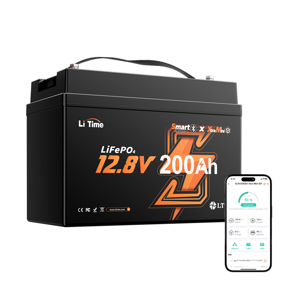 LiTime 12V 200Ah Xtra Mini Smart Lithium Battery for Marine