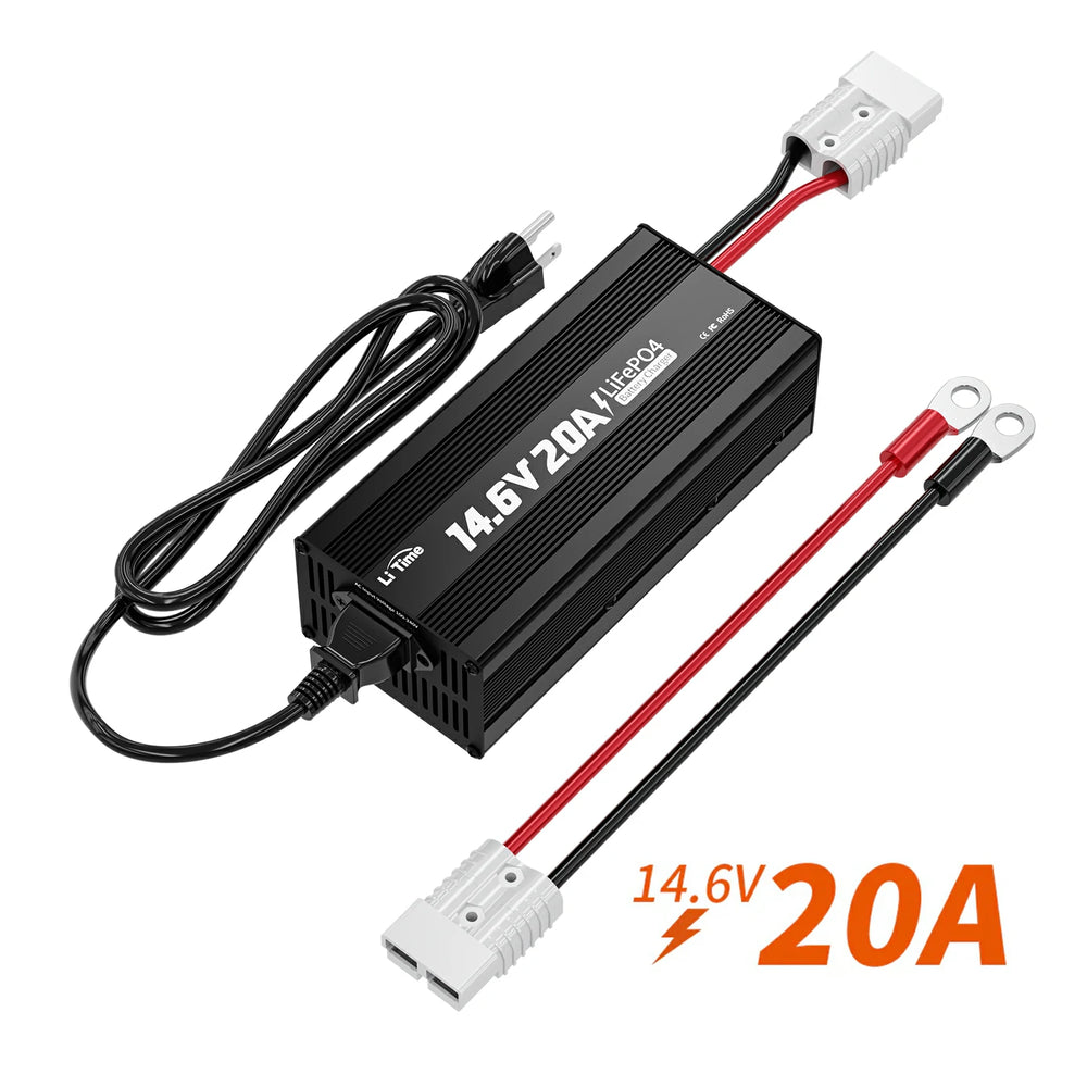 LiTime 12V 20A LiFePO4 battery charger with AC to DC power adapter