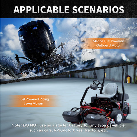 applications of litime 12v 20ah marine starting battery - outboard motor and lawn mower