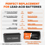 LiTime 12V 230Ah Plus LiFePO4 Battery, Built-in 200A BMS, Max 2944Wh Energy - LiTime