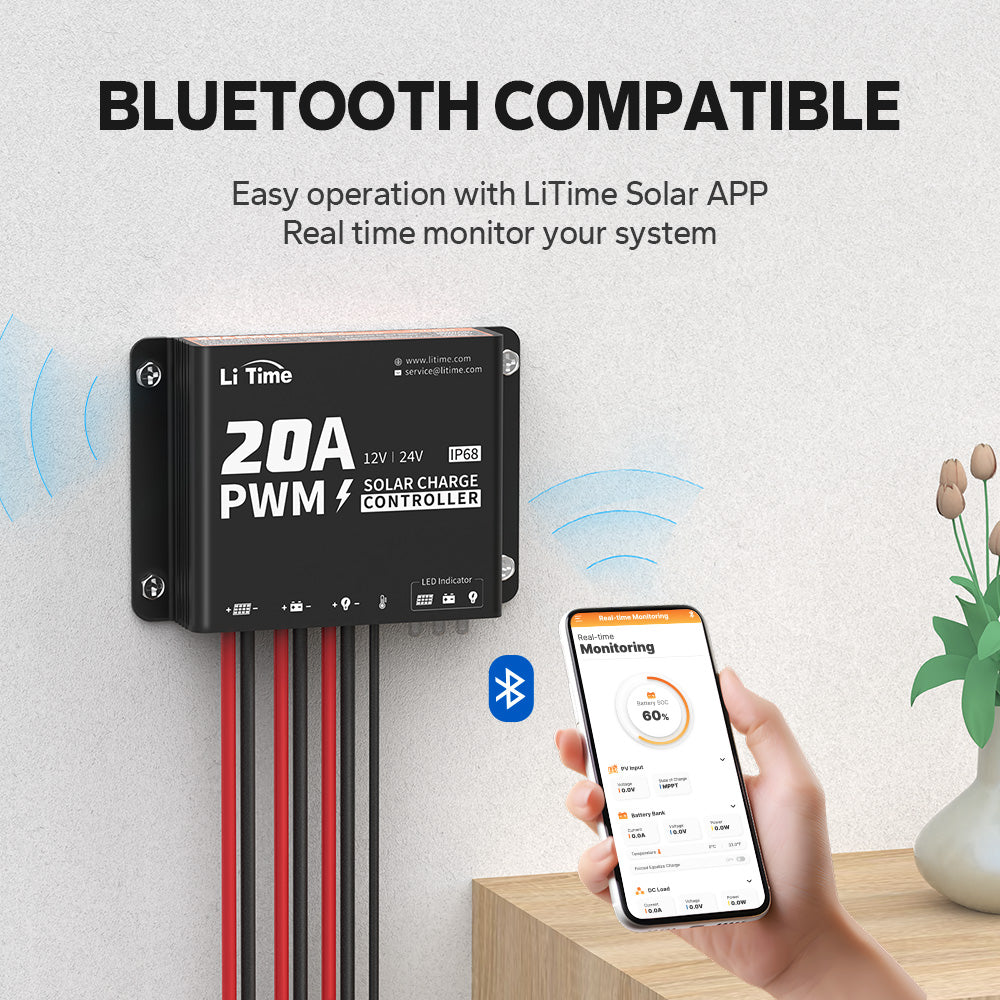 litime pwm solar charge controller with bluetooth