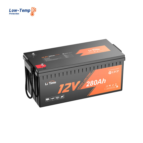 surface of LiTime 12V 280Ah Plus Low-Temp Protection LiFePO4 Battery