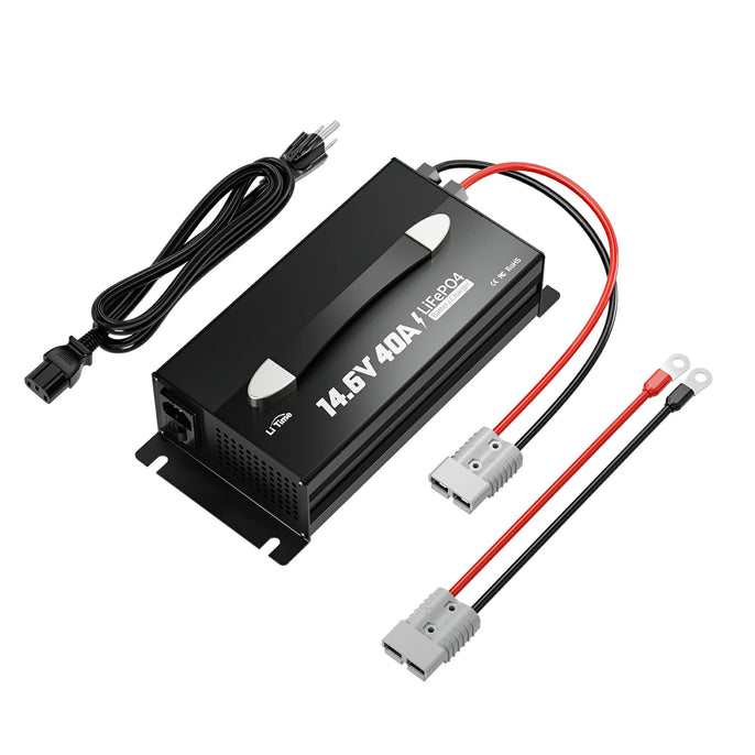 surface of litime 12v 40a lithium ion battery charger with handle