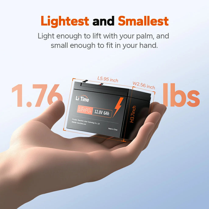 weight and dimension information of litime 12v 6ah lifepo4 battery