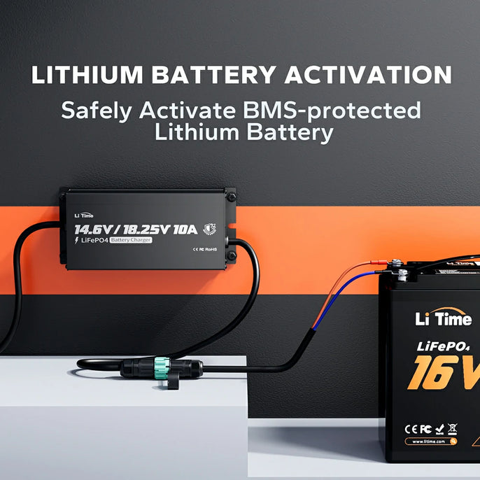 LiTime 16V lithium battery charger: safely activate BMS-protected lithium batteries