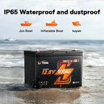 litime 12v 100ah group 27 battery with ip65 waterproof and dustproof protection for Jon boats/inflatables/kayaks