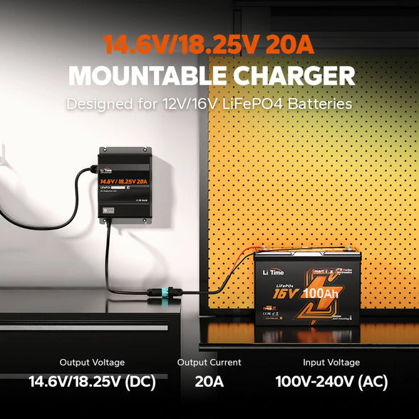 litime lithium battery charger for 12v/16v lifepo4 battery