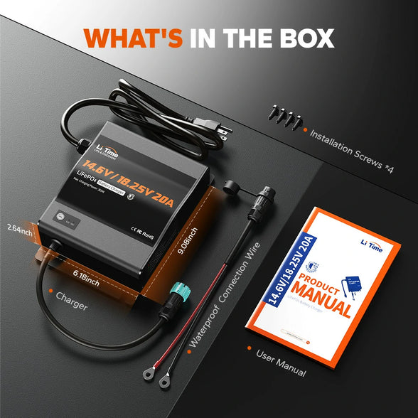 package list of litime 12v/16v lithium battery charger