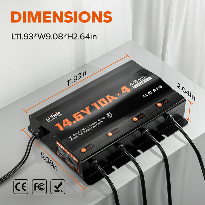 LiTime 4-bank LiFePO4 battery charger