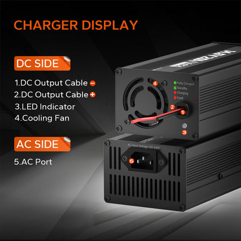 LiTime 12V 20A Lithium Battery Charger 14.6V LiFePO4 Battery Charger AC-DC  Smart Charger with Anderson Connector LED Indicator Special for Lithium