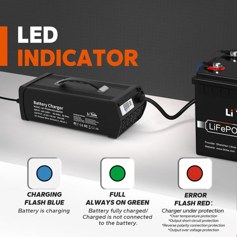 led indicator of litime 12v 40a lithium battery charger