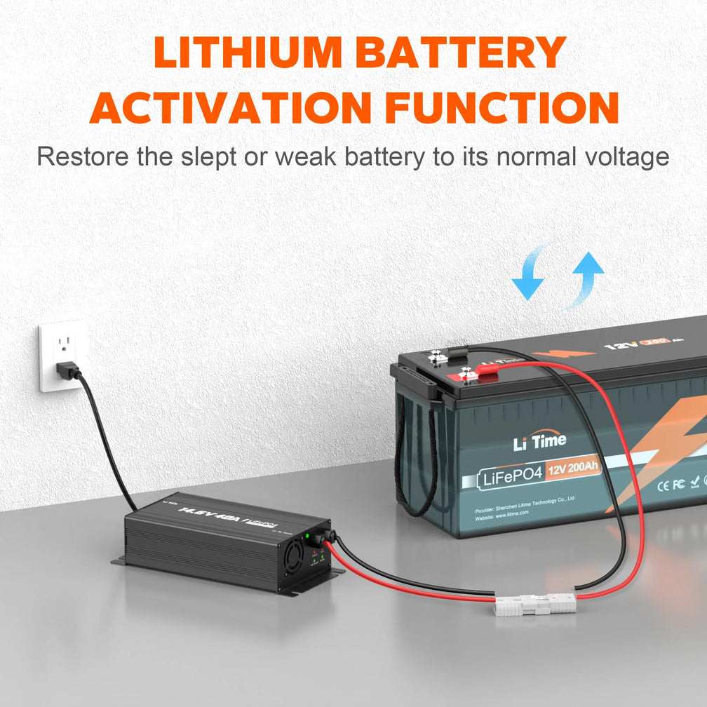 activation function of litime 12v 40a lifepo4 battery charger