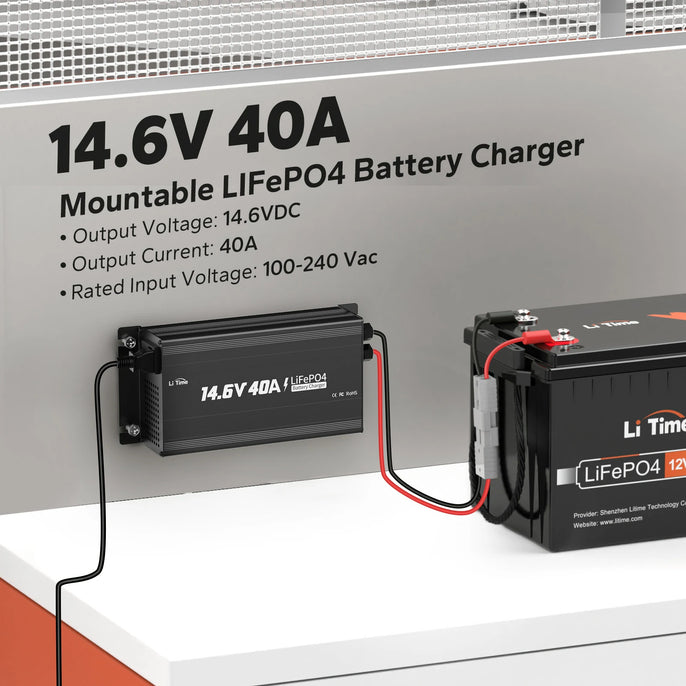 mountable feature of litime 12v 40 amp lithium battery charger