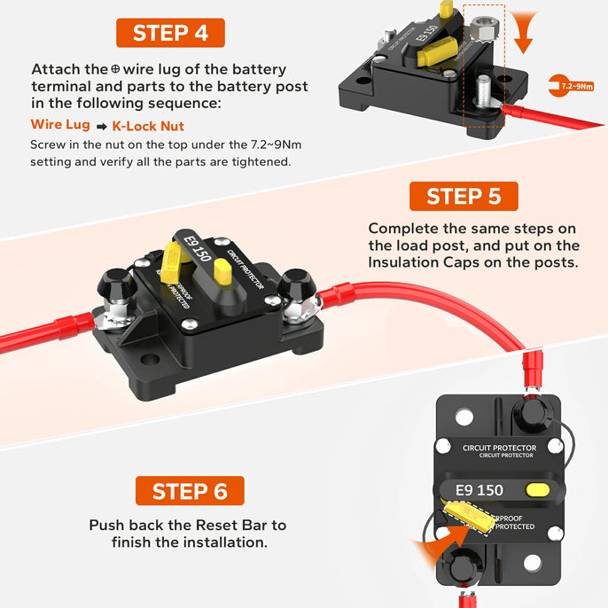 how to install LiTime 150A Circuit Breaker