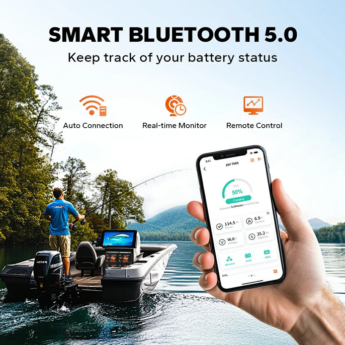 LiTime 16v kayak fish finder battery with smart bluetooth