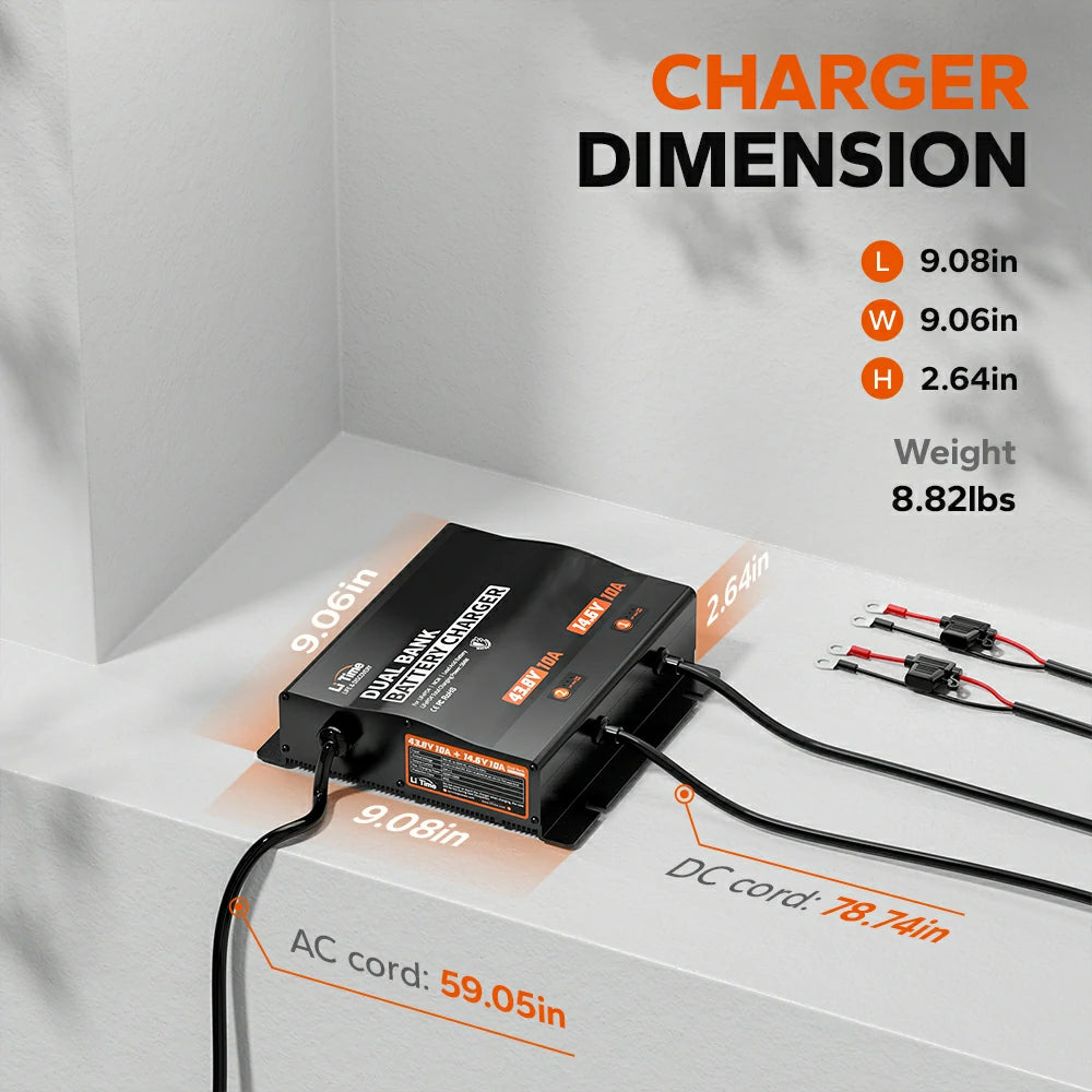 LiTime 2-Bank（36v & 12V 10A Lithium Battery Charger )