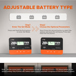LiTime PWM solar charge controller with instructions for adjusting battery type settings