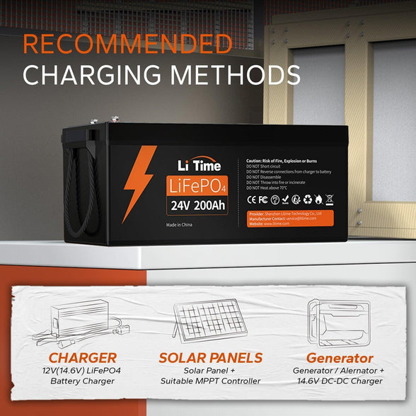 ways to charge litime 24 volt 200ah lithium battery