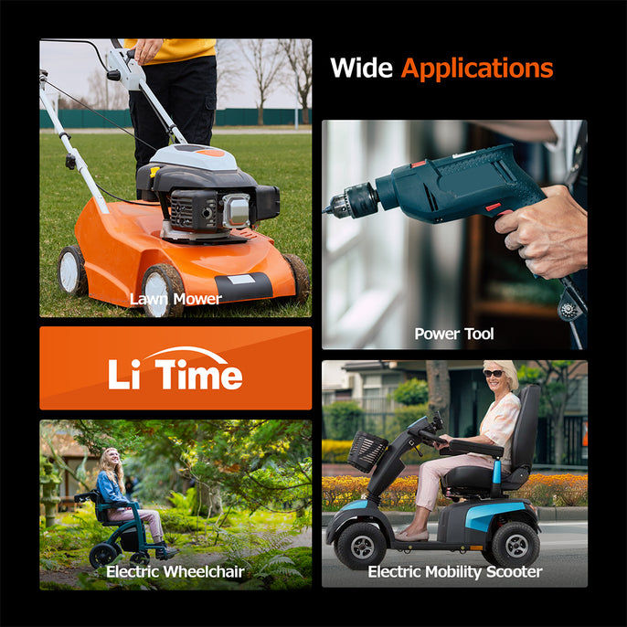 lithium battery for mobility scooter and wheelchair, lawn mower