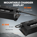 LiTime 40A mountable charger with DC output, cooling fan, and heat dissipation vents for efficient charging