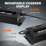LiTime 40A mountable charger with DC output, cooling fan, and heat dissipation vents for efficient charging