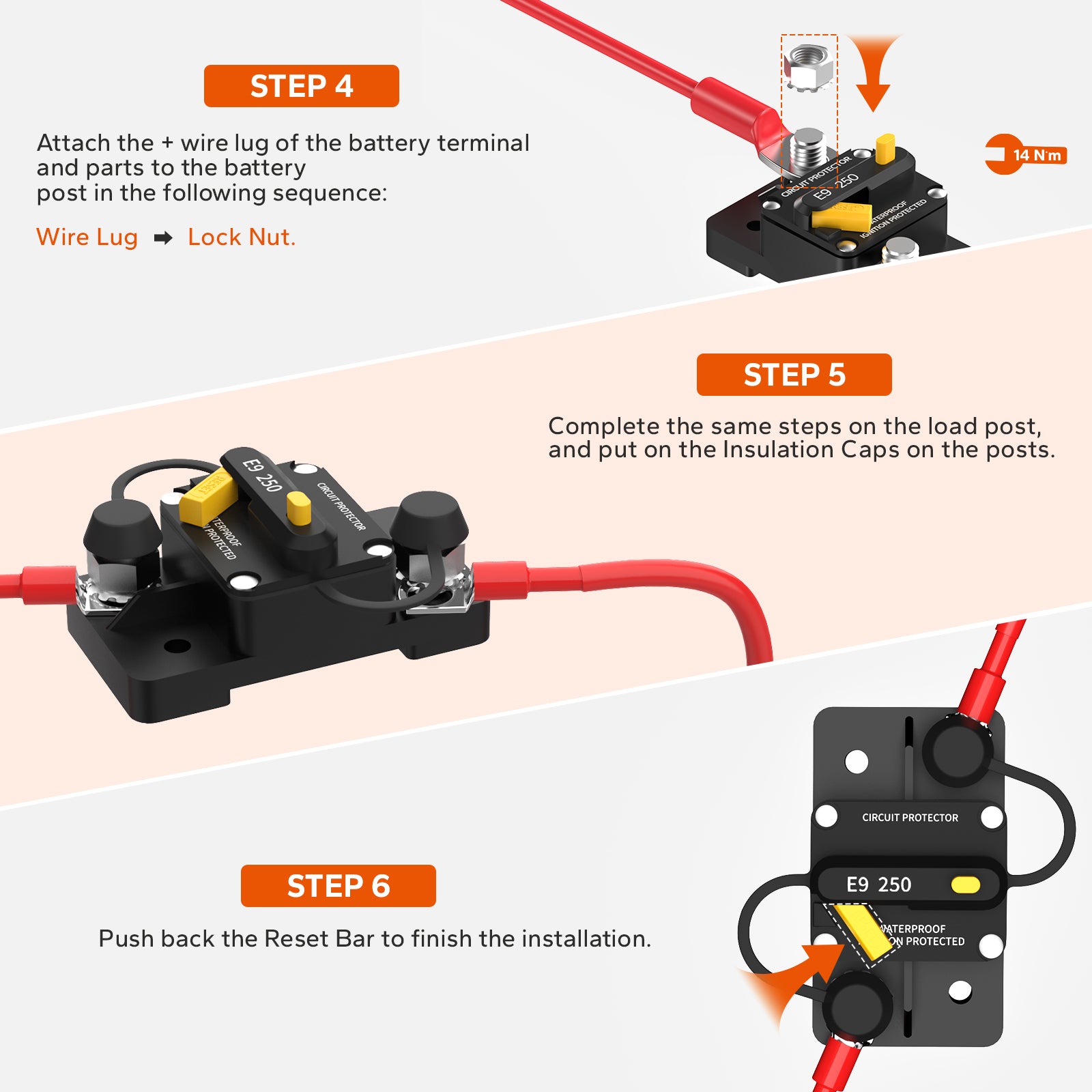 how to install LiTime 250a switchable circuit breaker