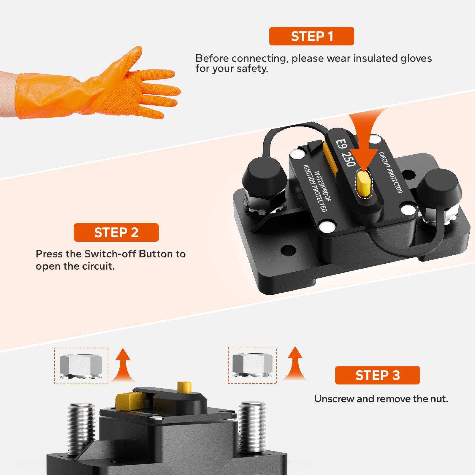 how to install LiTime 250a 12v circuit breaker