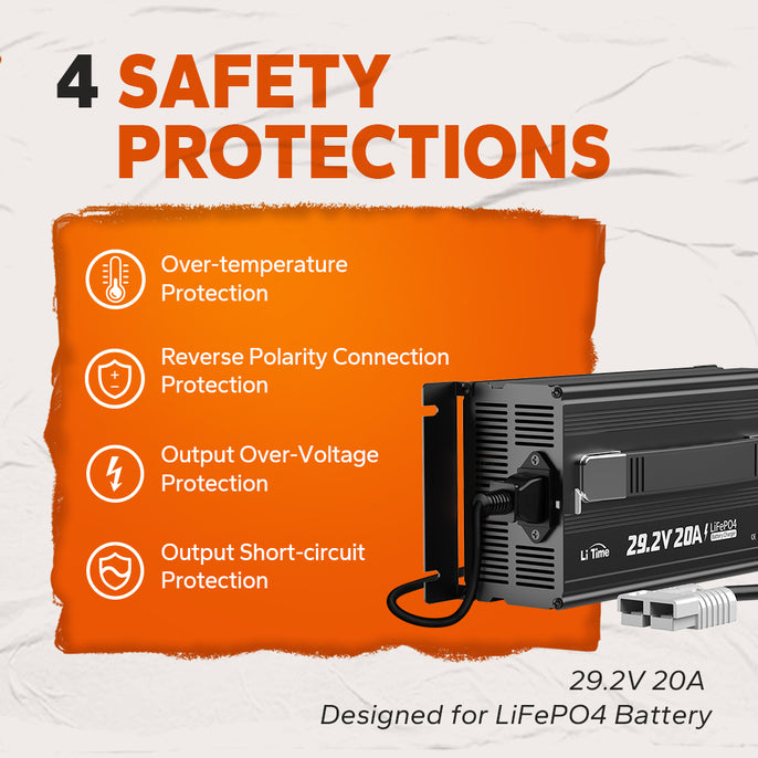safety protection of litime 24v lifepo4 battery charger
