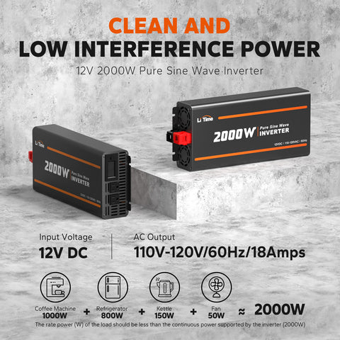 LiTime 3840Wh 12V Off-Grid Solar System Kits, 3PCS 12V 100Ah LiFePO4 Batteries + 12V 30A Solar Charger + 12V 2000W Pure Sine Wave Inverter