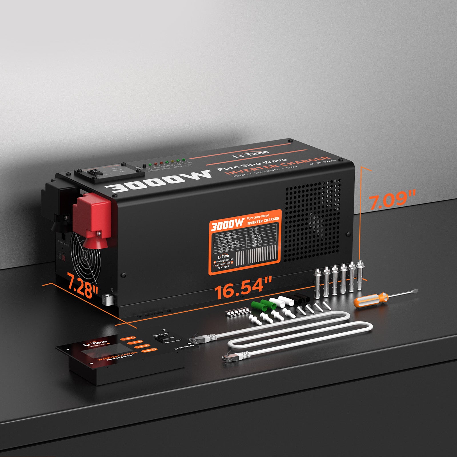 dimension information of litime 3000 watt pure sine wave inverter charger