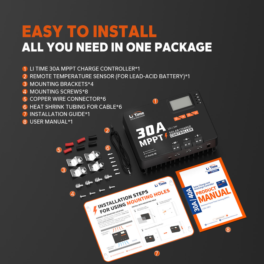 package information of litime 30a mppt solar charge controller  
