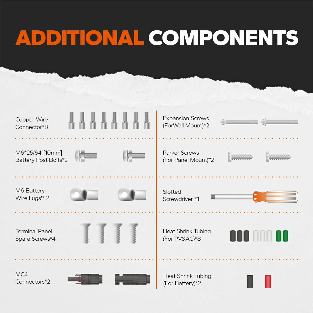 components of LiTime 48v solar power inverter charger