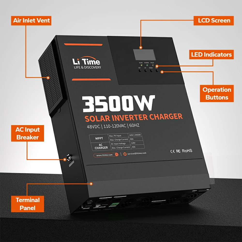 features of LiTime 48V Inverter Charger