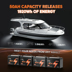 LiTime 36V 50Ah battery: 1920Wh capacity, supports various configurations for versatile energy needs on boats