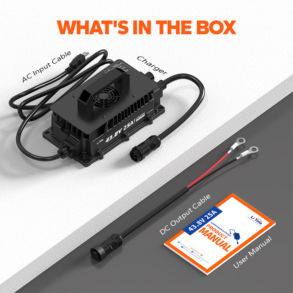 LiTime 36 Volt (43.8V) 25A LiFePO4 IP65 Waterproof Charger